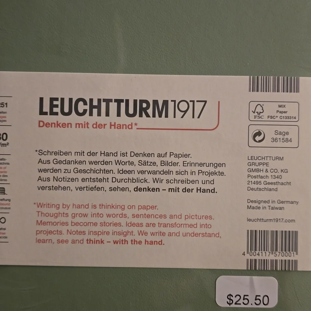 ❤️BUY 5 GET 3 FREE Notebook Medium (A5),Hardcover,251 numbered pages,Sage,dotted - Picture 8 of 10